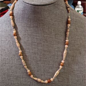 Vintage handcrafted earthtone, shadow, Tibetan bead necklace